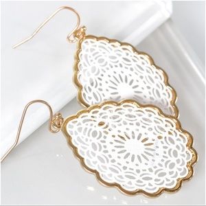 Jewelry - White Mandala Teardrop Earrings Jewelry - White Mandala Teardrop Earrings